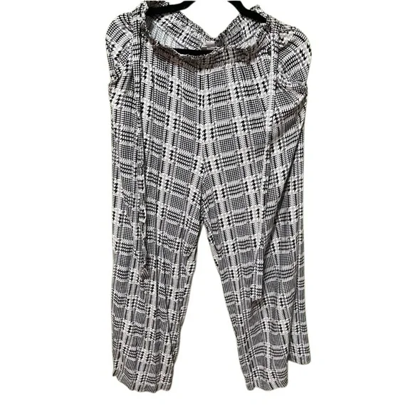NWT LuLaRoe Black & White Checkered Houndstooth Plaid Wide Leg Pants WITH Pocket - Picture 5 of 5